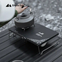 Shine Trip Mini Camping Table with Heat Gas Stove Holder, Foldable Outdoor Stove Compatible SOTO ST-310 / ST330 /CB-JCB / TRB250