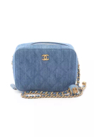 Chanel Pre-Loved Chanel matelasse chain shoulder bag denim blue gold hardware
