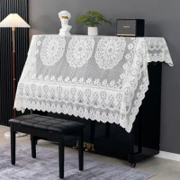 Soft Lace Decorated Piano Cover Home Decoration Half Dust Cover Cloth Piano Protective Cover