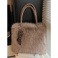 Autumn Large Capacity Tote Pleated 2025 High-Value Fluffy Bag New Plush Single Shoulder Crossbody Ba