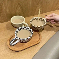 1pc Ceramic Mugs Coffee Cups Irregular Flower Milk Tea Cup ins korean style Oatmeal Breakfast Mug Drinkware Kitchen