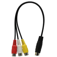 4 Needle 4pin S-video To 3 Three Rca Audio Video Cable Line Three Rca Female S-video Male Wire Cord S Video To R L Audio+cvbs