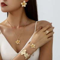6 cái Thời trang Cổ điển Bộ trang sức vòng cổ, bông tai, lắc tay Hợp kim Tinh tế Bộ trang sức hoa Ng