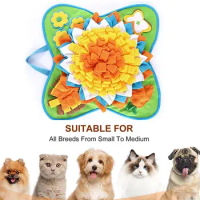 Dog Sniffing Mat Dogs Brain Power Stimulation Mat Dog Puzzle Toy Sniffing Mat with Sunflower Shape for Mental for Boredom
