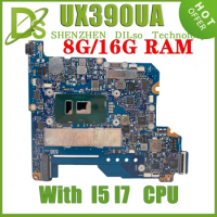 KEFU UX390UA MAINboard For ASUS Zenbook 3 UX390U UX390UAK Notebook Motherboard With I5-7200U I7-7500U RAM 8GB 16G RAM Test OK