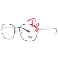 【RayBan 雷朋】時尚金屬光學眼鏡 舒適可調鼻墊 RB6418D 2983 53mm 黑銀配色 公司貨
