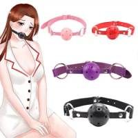 3 Colors Faux Leather Mouth Gag Adjustable Silicone Ball Adult Flirting Fetish Roleplay Game Props Couples BDSM Bondage Sex Toys