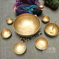 頌缽 尼泊爾黃色純手工頌缽瑜伽靜心音療法海冥想缽佛音缽西藏銅磬大號 玩物志