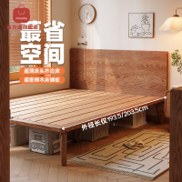 實木床 床架 床板 雙人床 【限時優惠】齊邊實木床超薄床頭原木風高腳小戶型主次臥單雙人床 八折下殺 特價出 可開發票