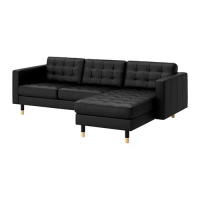 LANDSKRONA 三人座沙發, 含躺椅/grann/bomstad 黑色/木材, 240x89x44 公分
