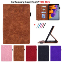 Case for Samsung Galaxy Tab S7 Case 11 inch SM-T870 T875 Embossed PU Leather Wallet Tablet Funda for Galaxy Tab S7 Case Coque