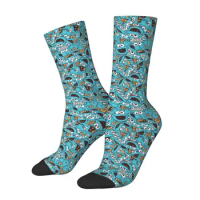 Cookie Monster Men Women Crew Socks Unisex Cute Cartoon Sesame Streets Spring Summer Autumn Winter Dress Socks