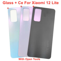 CE Glass For Xiaomi 12 Lite Frosted Glass Battery Cover Hard Back Lid Door Rear Housing Panel Case + Original Adhesive Glue