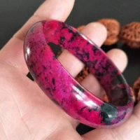 Lucky Stone Natural Color Hand-carved Bangle Fashion Women's Jewelry Wide Strip Plum Jade Hand Ring Bracelet Gift Accessories