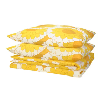 KRANSMALVA 被套附2個枕頭套, 黃色, 200x200/50x80 公分