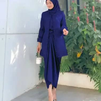 One Set Rok Lilit Jemma Organza Dress Muslim Wanita navy Semua Ukuran
