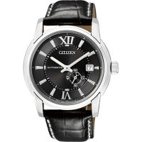 CITIZEN NP系列 精雕品味都會機械腕錶-皮帶-黑-NJ0050-00E-43mm