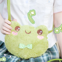 Cute green frog shoulder bag plush doll crossbody bag casual women messenger bag decoration bag phone coin purse