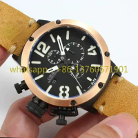 Luxury New Mens Quartz Chronograph Watch U72 U Black Gold Brown Leather Boat Sport Watches