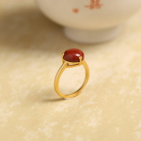 南紅戒指女純銀古法金瑪瑙寶石設計小眾高級感生日禮物送女友指環