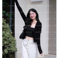Áo cardigan croptop basic dễ mặc khoác kèm áo dây áo ống