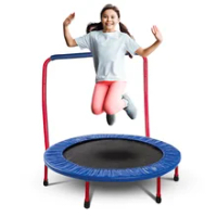 36" Kid Trampoline with Folding Handle Bar Blue and Red