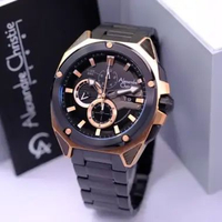 JAM TANGAN PRIA ALEXANDRE CHRISTIE AC 6624 AC6624 CHRONOGRAPH ORIGINAL. GARANSI RESMI 1TAHUN - black