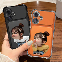 Mobile phone case suitable for [iPhone 16 Plus] cute little girl, new simple transparent TPU mobile 