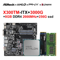 ASrock New X300TM-ITX Motherboard With AMD Athlon 3000G and Kingston 8GB DDR4 2666MHz + PNY 256G M.2 SSD NVME AM4 Mini ITX x300