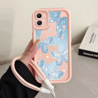 เคสสำหรับ Samsung Galaxy A05 M05 F05 A05s เคสโทรศัพท์แบบใหม่ผีเสื้อสามสีซิลิโคนสายคล้องกันกระแทก