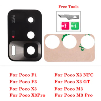 2set/lot NEW Brand Back Rear Camera Lens Glass Repair Parts For Xiaomi Poco F1 F3 X3 GT NFC M3 Pro With Adhesive Sticker