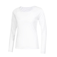 【LE COQ SPORTIF 公雞】高爾夫系列 女款白色基本款圓領冷感彈性透氣內搭衣 QLT2K132