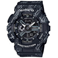 BABY-G 蠟筆紋理運動腕錶 BA-110TX-1A 黑