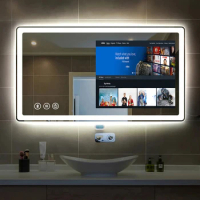 Wholesale Hotel Home touch screen mirror with tv Led bath Gym magic Smart Mirror IP65 Waterproof bathroom mirror tv