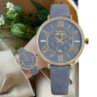 【NATURALLY JOJO】時尚簡約 灰藍色 莫藍迪色系 菱格紋羅馬錶(JO96993-55R)