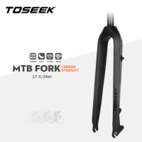 TOSEEK M10 MTB Fork Full Carbon Fiber Bike Front Fork 27.5/29" Rigid Bicycle Fork Straight Tube Carbon Lightweight Bike Fork