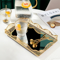 現代簡約輕奢鏡面托盤客廳樣板間茶幾裝飾品擺件水杯收納盤裝飾盤