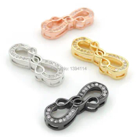 22*8*4mm Micro Pave Clear CZ Infinity Flat Beads With Interlinking Infinity Symbols For Making DIY Bracelets Jewelry