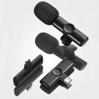 K2 Mini HD Microphone Wireless Recording Lapel Lavalier Microphone Plug Play Clip Wireless Mic for Phone