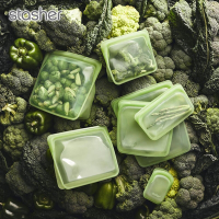 美國Stasher 彩虹系列白金矽膠密封袋-長形綠(食物袋/保鮮袋/收納袋)
