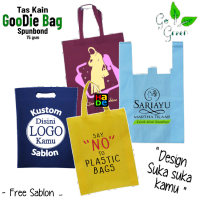 Jasa Sablon Tas Kain Spunbond Goodie Bag Semua Model Ukuran Bebas Kustom Design Tulisan / Custom Log