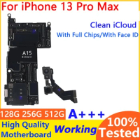 Fully Tested Authentic Mainboard for iPhone 13 Pro Max, Motherboard with Face ID, Unlocked Support, Clean iCloud, 128G, 256G