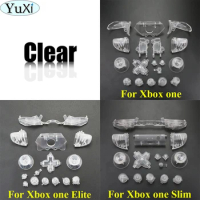 YuXi For Xbox One S Slim Replacement Clear Full Bumper Trigger Buttons DPad LB RB LT RT Kit For Xbox One Elite Controller Cover