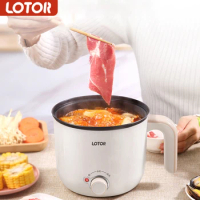 LOTOR 1.3L Electric Multi Cooker 600W Heating Pan Household Cooking Pot Hotpot Noodles Eggs Soup With Steamer Rice Cooker Stove