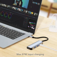 USB C Hub to HDTV-Compatible 4K Type C PD USB 3.0 2.0 Dock for MacBook iPad Samsung S21 Dex TV Projector Nintendo Switch