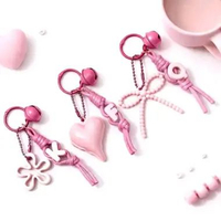 Pinkan Initial Pink Keychain Inisial Bagcharm Gantungan Tas Kunci Pinky Valentine Bow Love Flower Cu