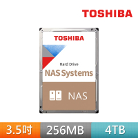 TOSHIBA 東芝 N300系列 4TB 3.5吋 7200轉 256MB NAS 內接硬碟(HDWG440AZSTA)