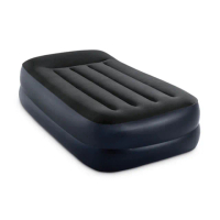 【INTEX】舒適雙層單人加大充氣床墊-內建電動幫浦-有頭枕-寬99cm(64121ED)