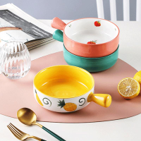 烤碗北歐家用陶瓷碗早餐烘焙碗帶手柄大烤碗烤箱專用焗飯碗水果盤