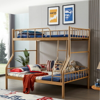 不銹鋼子母床高低雙層床上下鋪鐵架床加厚高架家用加厚金色雙人床